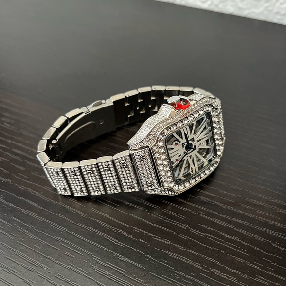 Elegant Silver Watch with Crystal Accents